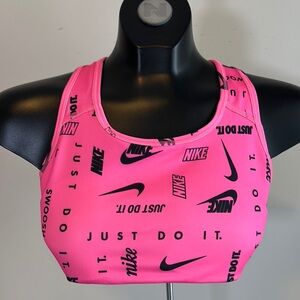 Nike Pink Sports Bra with Black Logo Print
